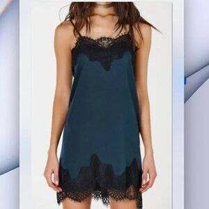 ISO: Teal slip dress with black lace trim